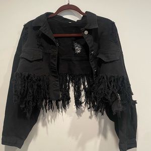 Black distressed jean jacket